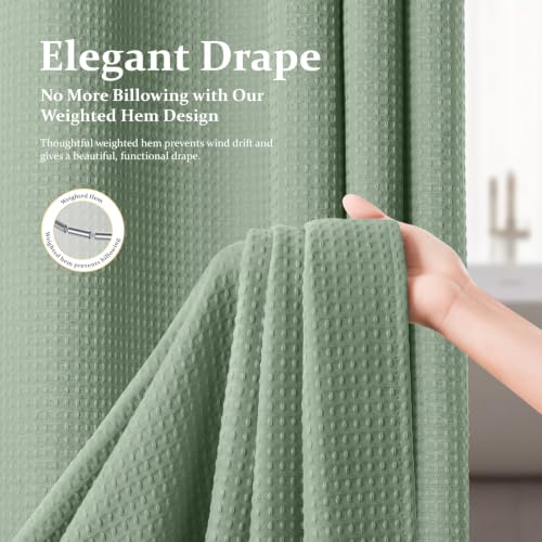 Long Waffle Shower Curtain 256 GSM Heavy Fabric 72x78 Sage Green | 78 Inch Long, Thick Cloth, Weighted Hem, Water Repellent, Tall Hotel Luxury Polyester Shower Curtains for Bathroom 12 Hooks - color: A. Sage Green, size: 72"W x 78"L (Pack of 1)