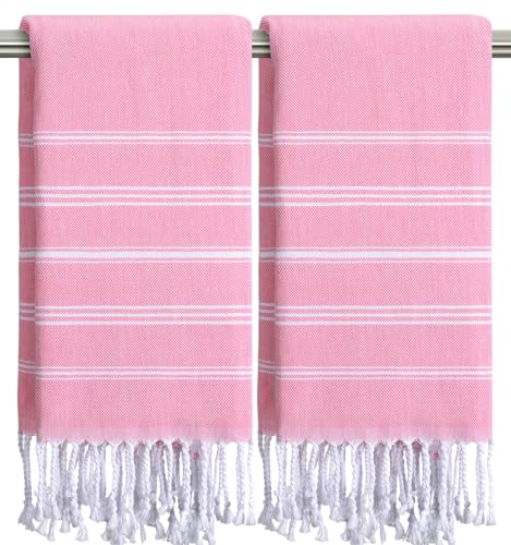 cabanana Hand Towels for Bathroom - 2-Pack,20x30 Inch-100% Cotton,Turkish Bathroom Hand Towels,Super Absorbent & Quick-Dry Soft for Bath, Kitchen, Spa, Face, Hair, Dishcloth (Pink) - color: Pink 20x30