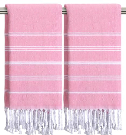 cabanana Hand Towels for Bathroom - 2-Pack,20x30 Inch-100% Cotton,Turkish Bathroom Hand Towels,Super Absorbent & Quick-Dry Soft for Bath, Kitchen, Spa, Face, Hair, Dishcloth (Pink) - color: Pink 20x30