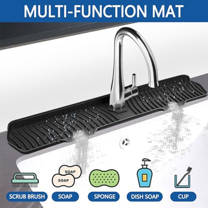 Kitchen Sink Splash Guard Gen2-30" x 6'' Silicone Sink Mat Splash Guard fit for Countertop, Bathroom,Farmhouse,RV by EBIGIC (Black) - color: Black 30in, size: 30”x 6.0”