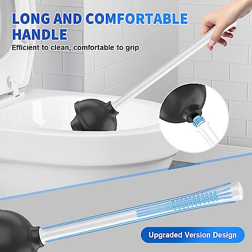 Toilet Plunger and Brush, Silicone Bowl Brush and Heavy Duty Toilet Plunger Set with Ventilated Holder, 2-in-1 Toilet Brush and Plunger Combo for 5.3-inch Bathroom Cleaning (White, 1 Set) - color: White