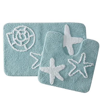 Sweet Home Collection Bathroom Accessories Sets Unique Collections Modern Classic Contemporary Decorative Beautiful Designs Bath Shower Tub Décor, 2 Piece Rug, Beach Shells - size: Rug Set (2 Piece) - Beach Shells