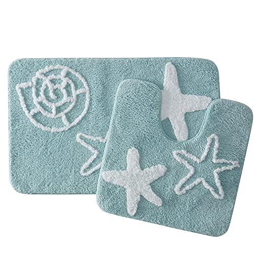 Sweet Home Collection Bathroom Accessories Sets Unique Collections Modern Classic Contemporary Decorative Beautiful Designs Bath Shower Tub Décor, 2 Piece Rug, Beach Shells - size: Rug Set (2 Piece) - Beach Shells