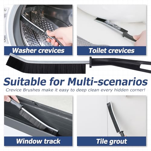 IVYROLL Grout Brush with Long Handle, Grout Cleaner Brush for Tile Floors | Stiff Bristles for Crevice, Tile Line, Shower, Kitchen, Bathroom - color: Blue