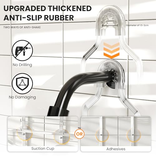 Shower Caddy Hanging 2-Tier Shower Organizer for Tall Showerhead,Rustproof Over Shower Head Rack,No Drill Bathroom Shower Caddy with Soap Dish,Toothbrush Holder and Hooks,Silver - color: Upgraded Silver