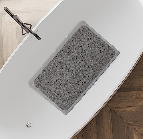 Splash Home Loofa Bathtub Mat Non-Slip, Shower Mat with 12 Suction Cups Bath Mat for Tub, 30 L x 17 W Inches, PVC - Grey - color: Grey