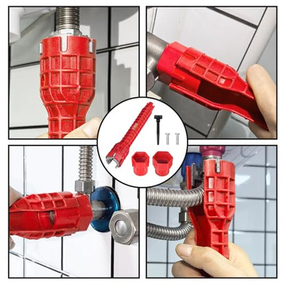 8-in-1 Sink Wrench – Multifunctional Plumbing Tool for Faucet, Pipe & Aerator Repair, ABS & Zinc Alloy Basin Wrench with Extended Reach for Kitchen & Bathroom