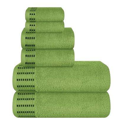 Ultra Soft 6 Pack Cotton Towel Set, Contains 2 Bath Towels 28x55 inch, 2 Hand Towels 16x24 inch & 2 Wash Cloths 12x12 inch, Ideal Everyday use, Compact & Lightweight - Kiwi Green - color: Kiwi Green, size: 6 Pack Set