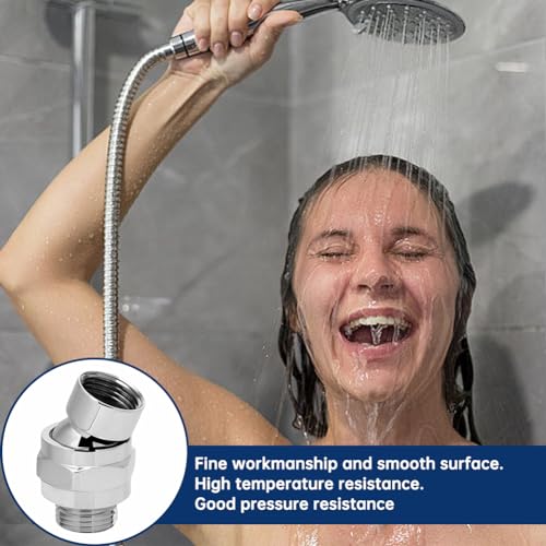 Shower Head Swivel Ball Adapter,Solid Brass Universal Head Connector,Shower Swivel Adapter,Shower Arm Adapter for Flexible Positioning(Electroplated version) - color: Electroplated version