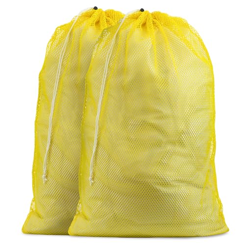 Handy Laundry Mesh XL Laundry Bag 24"x36" 2-Pack, Heavy Duty, Yellow | 2-Pack, XL 24x36 Mesh Laundry Bag, Secure Drawstring, Heavy Duty, Machine Washable, for Delicates Dorm Travel Storage, Yellow - color: Yellow