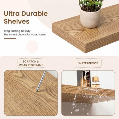 9.25in Depth 48in Floating Shelves, 48x9.25x1.4, Light Brown, Set of 2 | Long Wall Mounted Engineered Wood Shelves with Invisible Brackets for Living Room, Bedroom, Bathroom, Kitchen - color: Cedar Wood, size: 48x9.25x1.5in, 2 Packs