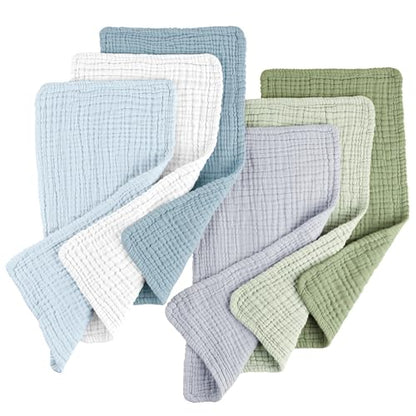 Konssy 6-Pack Thick Muslin Baby Burp Cloths, 6-Layer Ultra Soft Cotton | 100% Cotton, Burp Rags for Baby Drool & Messes, Wash Durable, Absorbent & Durable, Burping Cloths for Boys & Girls (Blue) - color: Blue