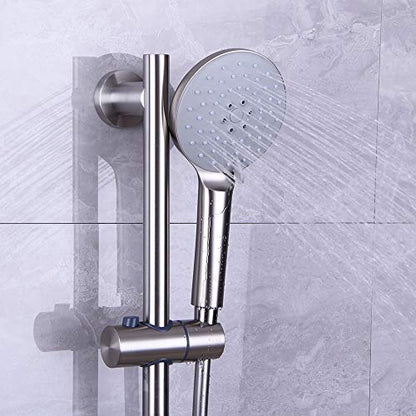 Shower Slide Bar with three Function Massaging Hand Shower Head Adjustable SUS 304 Stainless Steel Brushed D500011BN - color: Brushed Nickel