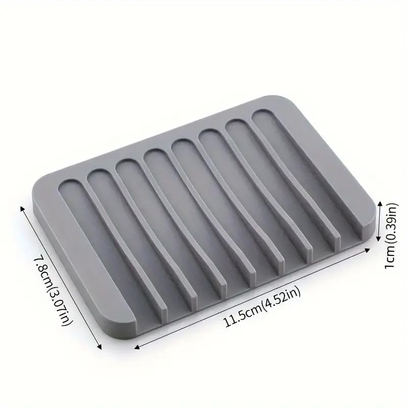 Generic 3 Pack Silicone Soap Saver, Waterfall Drainer Soap Holder, Extend Soap Life, White, Gray, Teal, Plastic, Square, Bath