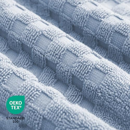 Feather & Stitch 100% Cotton 625 GSM Bath Towel Set of 6, Ultra Soft Highly Absorbent 2 Bath Towels, 2 Hand Towels & 2 Washcloth - Luxury Quick Dry Shower Towels (Sky Blue) - color: Sky Blue