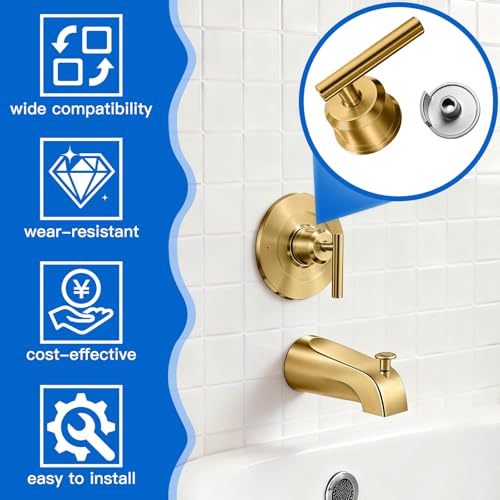 All Metal Replacement for Moen Tub/Shower Lever Handle, Compatible with Moen Posi Temp Shower Handle and for Cartridge,Single Handle Faucets for Adjust Water Volume and Temperature,Retro Gold - color: Retro Gold