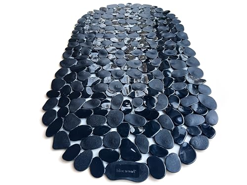 “Pebbles” Non-Slip Bathtub & Shower Mat 27”x14” Oval - Non-Toxic - Safe, Clean, Machine-Washable, Superior Grip & Drainage, Vinyl, for Smooth Floors ONLY, Opaque Black - color: Opaque Black, size: 27" x 14" (Oval)