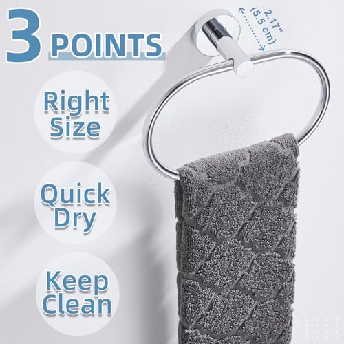 Hand Towel Ring for Bathroom, Rustproof Stainless Steel, Chrome | Flexible 180° Rotation, 7" Oval Towel Holder for Towel Storage, Quiet & Smooth Operation, Easy Towel Access, Drilling Mounted - color: Chrome