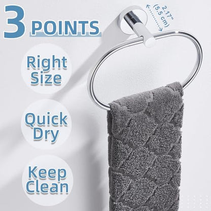Hand Towel Ring for Bathroom, Rustproof Stainless Steel, Chrome | Flexible 180° Rotation, 7" Oval Towel Holder for Towel Storage, Quiet & Smooth Operation, Easy Towel Access, Drilling Mounted - color: Chrome