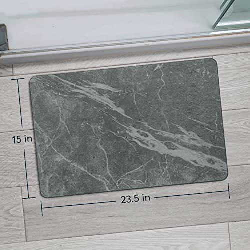 Stone Bath Mat for Bathroom, Dries in Seconds - Diatomaceous Earth, Slate | Super absorbent, quick-drying & easy to clean. Natural material that lasts — restores with light sanding. - color: Slate