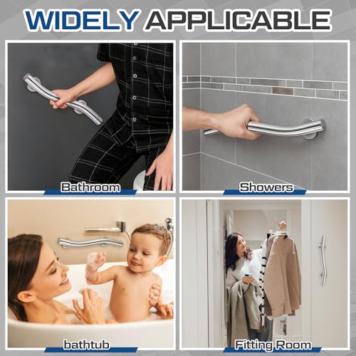 2 Pack Wave Grab Bar Decorative 16 Inch Stylish Stainless Steel Brushed Finish Safety Shower Bar Wall Mounted for Bathroom Bathtubs Toilet Steps Bed Seniors Elderly Handicap Pregnant Women - size: 16 Inch