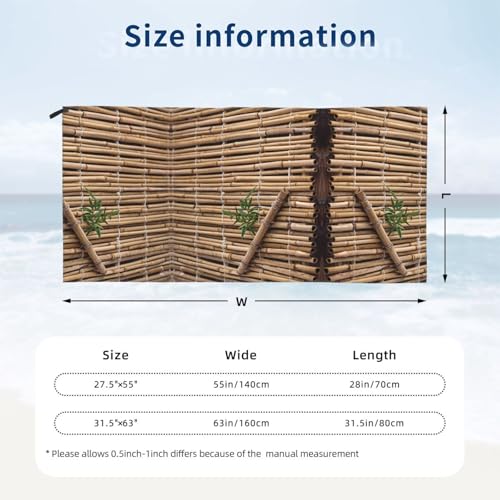 Large Bamboo Raft Bath Towel Super Absorbent Quick Dry Bathroom Towel Sand Free Microfiber Beach Towels for Bathroom, Gym, Spa and Hotel Towel 27.5"x55"