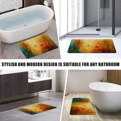 Bathroom Runner Mat Rugs Long,Cat Flower Garden Butterflies 3D Painting Diatomite Stone Bath Mat Large Absorbent Diatomaceous Non Slip Fast Dry Bathroom Rugs 16x42in - color: Design10