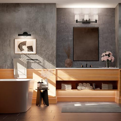 Kichler Adani 3-Light Bathroom Vanity Light, Black | Modern vanity light with opal glass for bathrooms and powder rooms (24" x 8.25"), 55176BK - color: Black, size: 24"