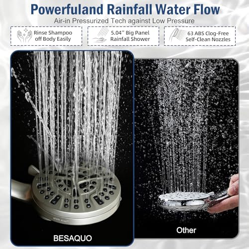 9 Settings High Pressure Magnetic Shower Head with Handheld | Power Wash for Tub&Tile, Magnetic Bracket, Pause Mode for Water Saving, Easy Clean Nozzles, Stainless 6ft Hose, Satin Nicke - color: Satin Nickel