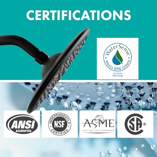 Niagara Conservation N9517MB Rainfall Spa 1-Spray with 1.75 GPM 8-in. Wall Mount Adjustable Fixed Shower Head in Matte Black, 1-Pack | Bathroom Shower Head Sprayer with Pressure Compensation - color: Matte Black, size: 1.75 GPM