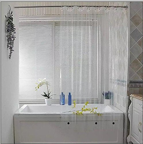 Elegant Comfort Heavy Duty Weight Waterproof Clear Shower Curtain Liner, 72" x 72 inches Long Shower Liner for Bathroom with 3 Bottom Magnets and Rust Proof Grommets (2 Pack)