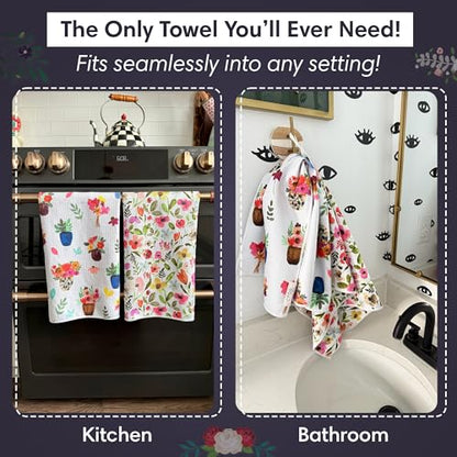 Double-Sided Microfiber Hand Towels, Waffle Kitchen Towels Set for Home Use | 2 Towels, 17x27 Inches, Durable & Soft, Fast Drying, Hand Wash Cloth and Dishcloth, Petal Lane/Posey, Home Use Towel Set Pack - color: Petal Lane/Posey, size: Double sided Hand