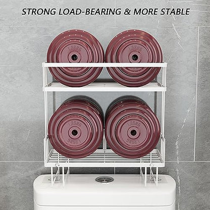 Over Toilet Storage Shelf, 2-Tier Over-The-Toilet Storage No Drilling Space Saver, Multifunctional Toilet Rack Over The Toilet Ladder Shelf,Black - color: Black