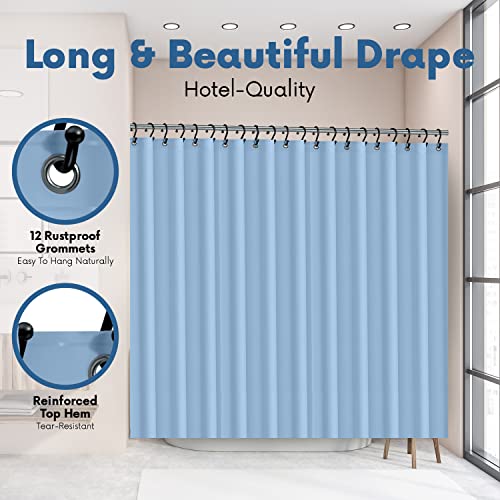 No Smell Shower Curtain Liner 72x72 Light Blue - PEVA Plastic Shower Curtain for Bathroom, PVC-Free Waterproof Blue Shower Liner with Metal Grommets and Magnet-Weighted Bottom Hem - Washable Liner - color: Light Blue