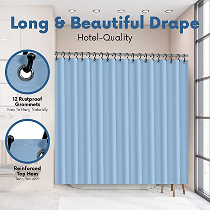 No Smell Shower Curtain Liner 72x72 Light Blue - PEVA Plastic Shower Curtain for Bathroom, PVC-Free Waterproof Blue Shower Liner with Metal Grommets and Magnet-Weighted Bottom Hem - Washable Liner - color: Light Blue