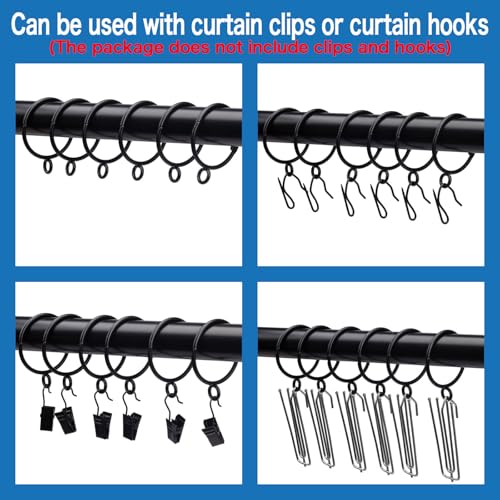 Openable Curtain Rings with Eyelets,3inch Heavy Duty Rustproof Metal Drapery Rings,Shower Curtain Rings 24pcs Black Zocang - color: Black, size: 3inch Inside Diameter