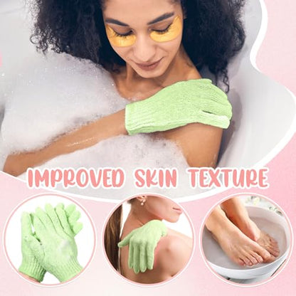 Didaey 104 Pcs Exfoliating Glove Bulk Shower Gloves with Hanging Loop Exfoliating Body Scrubber Dead Skin Remover for Body Bath Beauty Spa Massage Scrubs Men Women Bathing (Green) - color: Green
