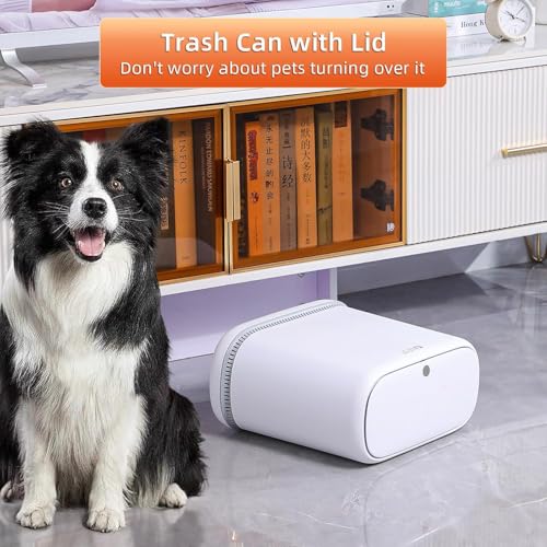 funest 3.3 Gallon Bathroom Trash Can with Push Lid, Dog Proof, White | Double-Layer Design, Air-Suction Bag System, Narrow Plastic Garbage Can with Extra Buckle Replacement