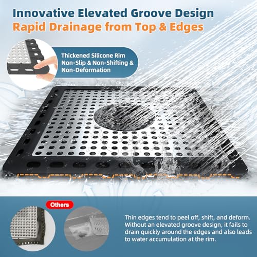 Hibbent Upgraded Shower Drain Hair Catcher, Shower Cover for Bathroom Floor 6" Drain, Anti-Clogging Bathtub Strainer, Stainless Steel Kitchen Sink Strainer with Handle, Black - color: 6' Black