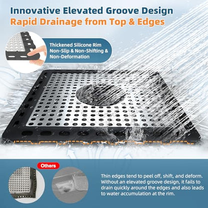 Hibbent Upgraded Shower Drain Hair Catcher, Shower Cover for Bathroom Floor 6" Drain, Anti-Clogging Bathtub Strainer, Stainless Steel Kitchen Sink Strainer with Handle, Black - color: 6' Black