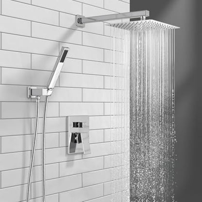 Lava Odoro Modern 2-Setting Square Shower System with Rain Shower Head and Handheld Spray Chrome, Rainfall Shower Faucet Set Chrome, Shower Valve and Trim Kit, Polished Chrome SF103-C - color: Chrome, style: Without Tub Spout