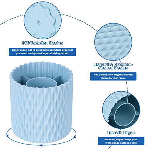 Makeup Brush Holder Organizer - 360° Rotating, 5-Slot Brush Cup for Cosmetics, Lipsticks, Pens | Vanity & Desk Organizer (Light Blue) - color: Light Blue