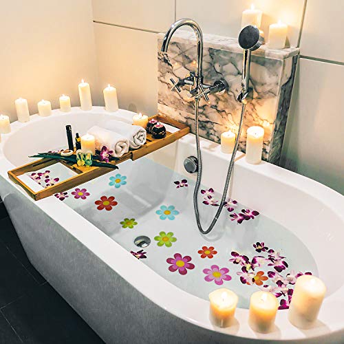 Photect 26 Pcs Flower Non Slip Stickers for Bathtub Daisy Non Slip Shower Sticker Adhesive Star Flower Cute Bathtub Decals for Bathroom Pool Stairway and Other Slippery Surfaces(Colorful)