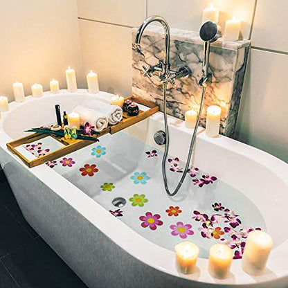 Photect 26 Pcs Flower Non Slip Stickers for Bathtub Daisy Non Slip Shower Sticker Adhesive Star Flower Cute Bathtub Decals for Bathroom Pool Stairway and Other Slippery Surfaces(Colorful)