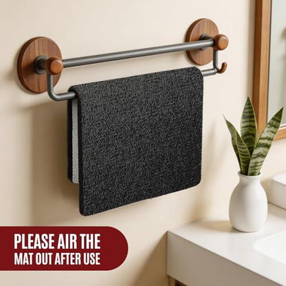 17 * 24in Shower Mat Bathtub Mat Non Slip | Bathmats Non Slip, Quick Drying Foot Scrubber Loofah Mats for Inside Shower, Tub, Bathroom, Home, Black - color: Black, size: 24" x 17" (Rectangular)