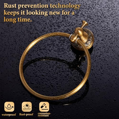 2 Pcs Antique Brass Toilet Paper Holder Towel Ring Set, Vintage Bathroom Hardware, Wall Mounted Toilet Tissue Holder Hand Towel Ring, Rustproof Brass Bathroom Accessories(Style 2) - style: Style 2