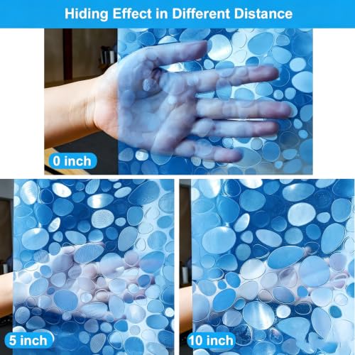 UFRIDAY Blue Clear Shower Curtain Liner 72 x 72 inch,EVA 3D Cobblestone Weighted Plastic Bathroom Shower Curtain Liner with 3 Big Magnets,Transparent. - color: Cobblestone Blue, size: 72"W x 72"L (Pack of 1)