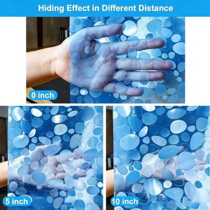 UFRIDAY Blue Clear Shower Curtain Liner 72 x 72 inch,EVA 3D Cobblestone Weighted Plastic Bathroom Shower Curtain Liner with 3 Big Magnets,Transparent. - color: Cobblestone Blue, size: 72"W x 72"L (Pack of 1)
