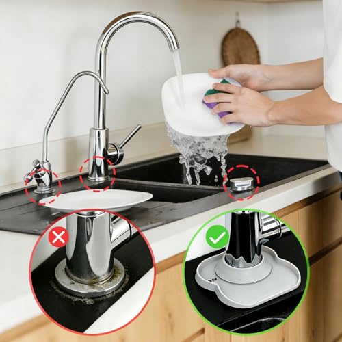 Silicone Faucet Mat for Kitchen Tap Compact Sink Splash Guard Protectors Behind Draining,Grey 2PCS - color: GreyX2