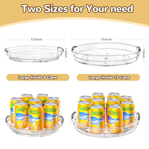 INCOSTAR Lazy Susan 2 Pack, 10.6 Inch Clear Turntable for Kitchen Cabinet | Rotating Spice Rack, Pantry Organizer and Storage, Bathroom Countertop Organizing for Makeup Vanity - size: 10.6 inch 2 Pack